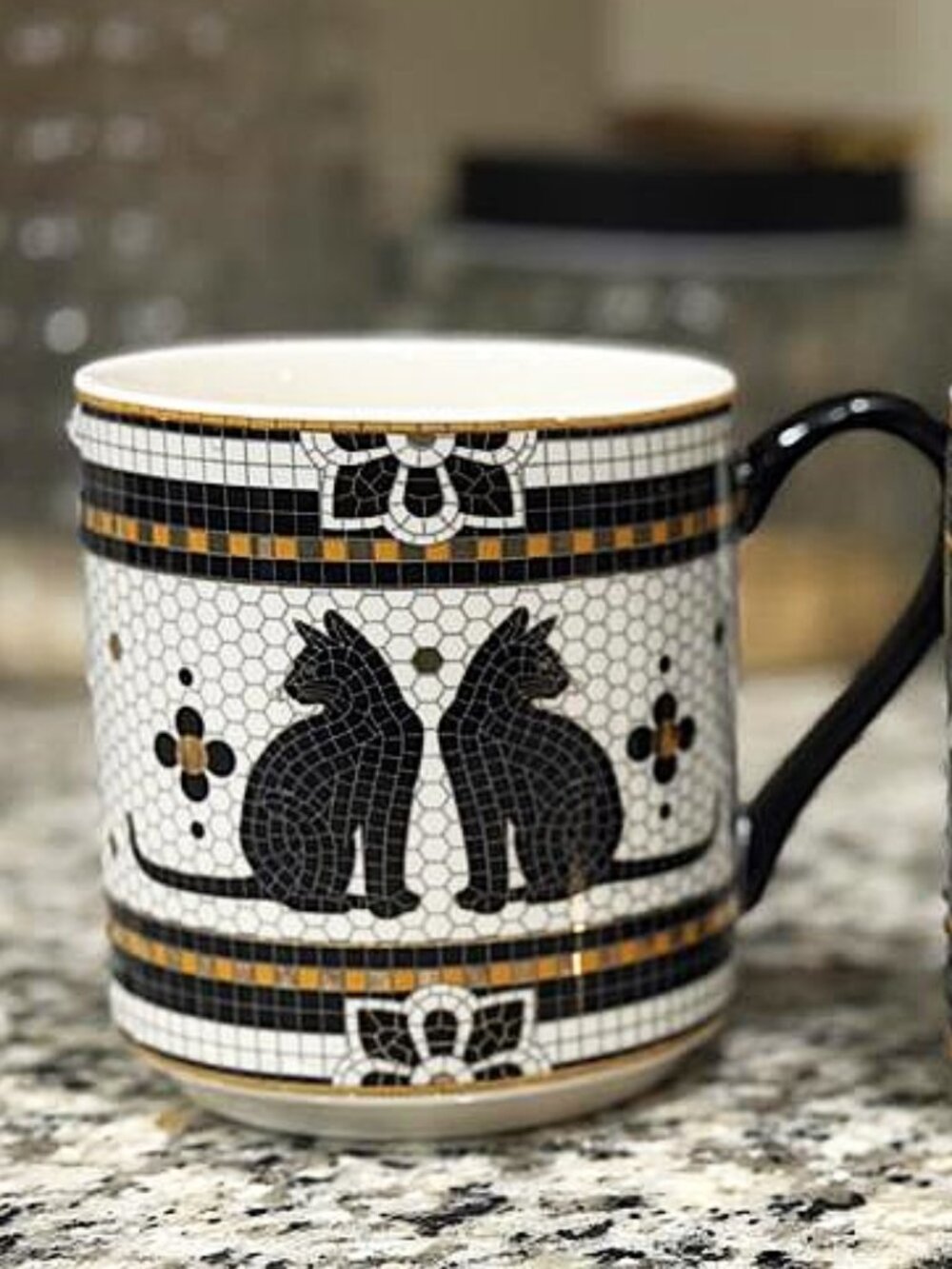 Anthropologie Halloween Mug 24k gold-decaled glazed stoneware Black Cat 13oz NEW - Picture 5 of 10